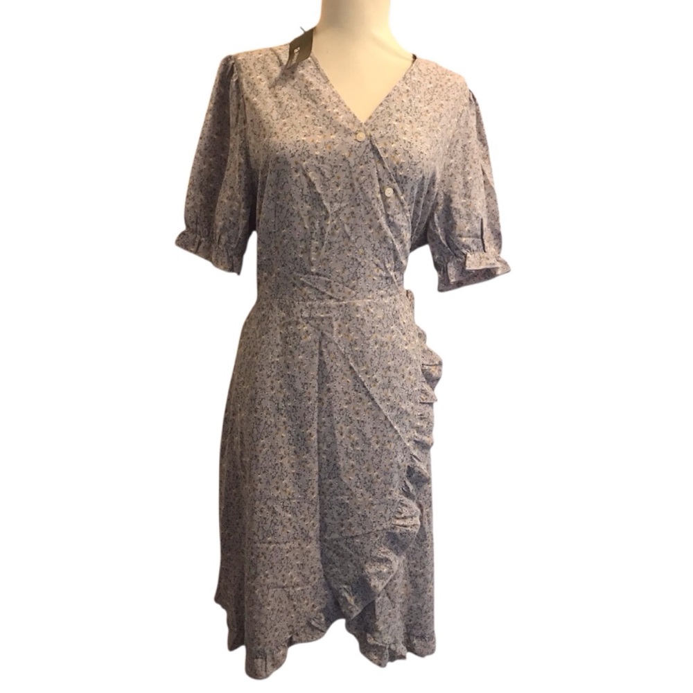 Allegra K Gray Floral Midi Dress